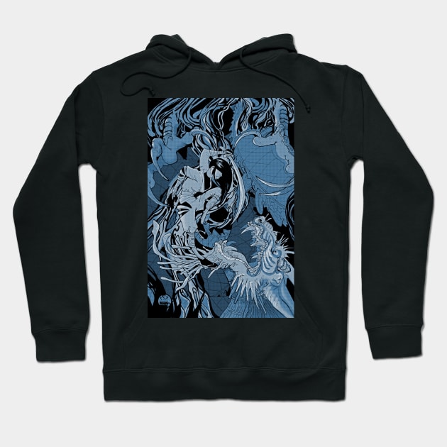 Dragon Battle Hoodie by NonDecafArt